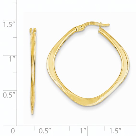 Gold Polished Square Shape Hoop Earrings