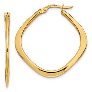 Gold Polished Square Shape Hoop Earrings