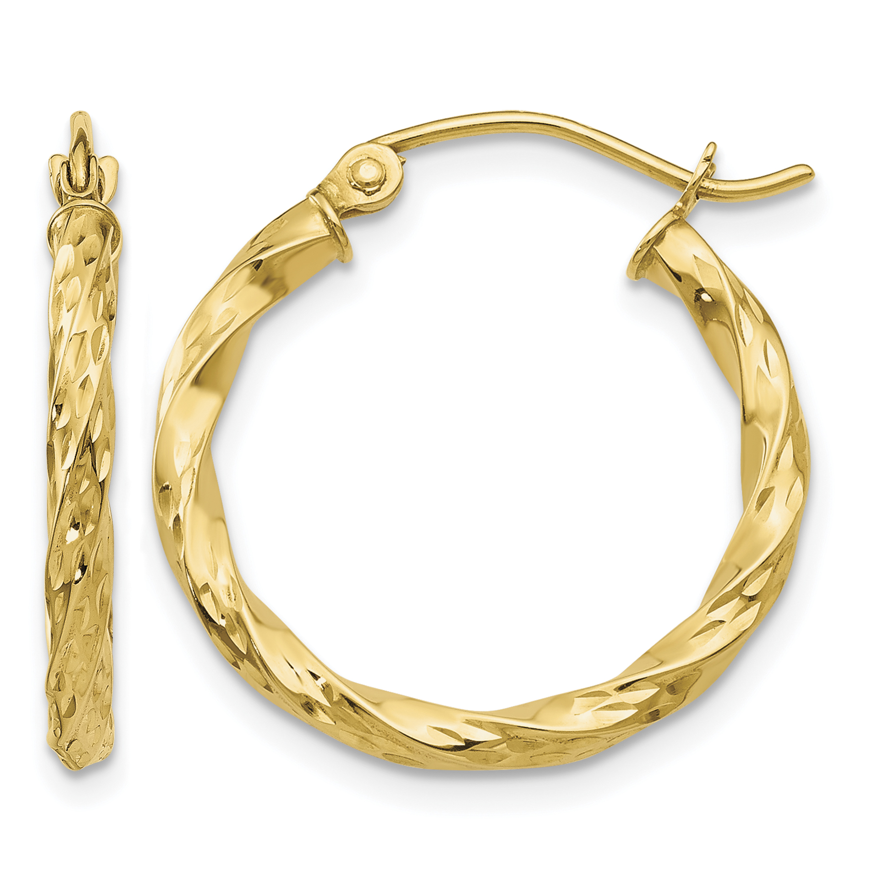 14K Twist Hollow Hoop Earrings (TL693)