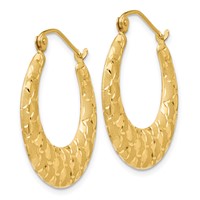 14K Laser Cut Patterned Hoop Earrings view 2