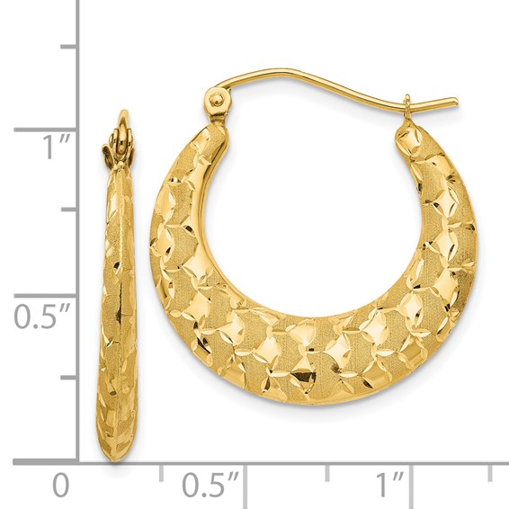 Gold Laser-cut Pattern Hoop Earrings