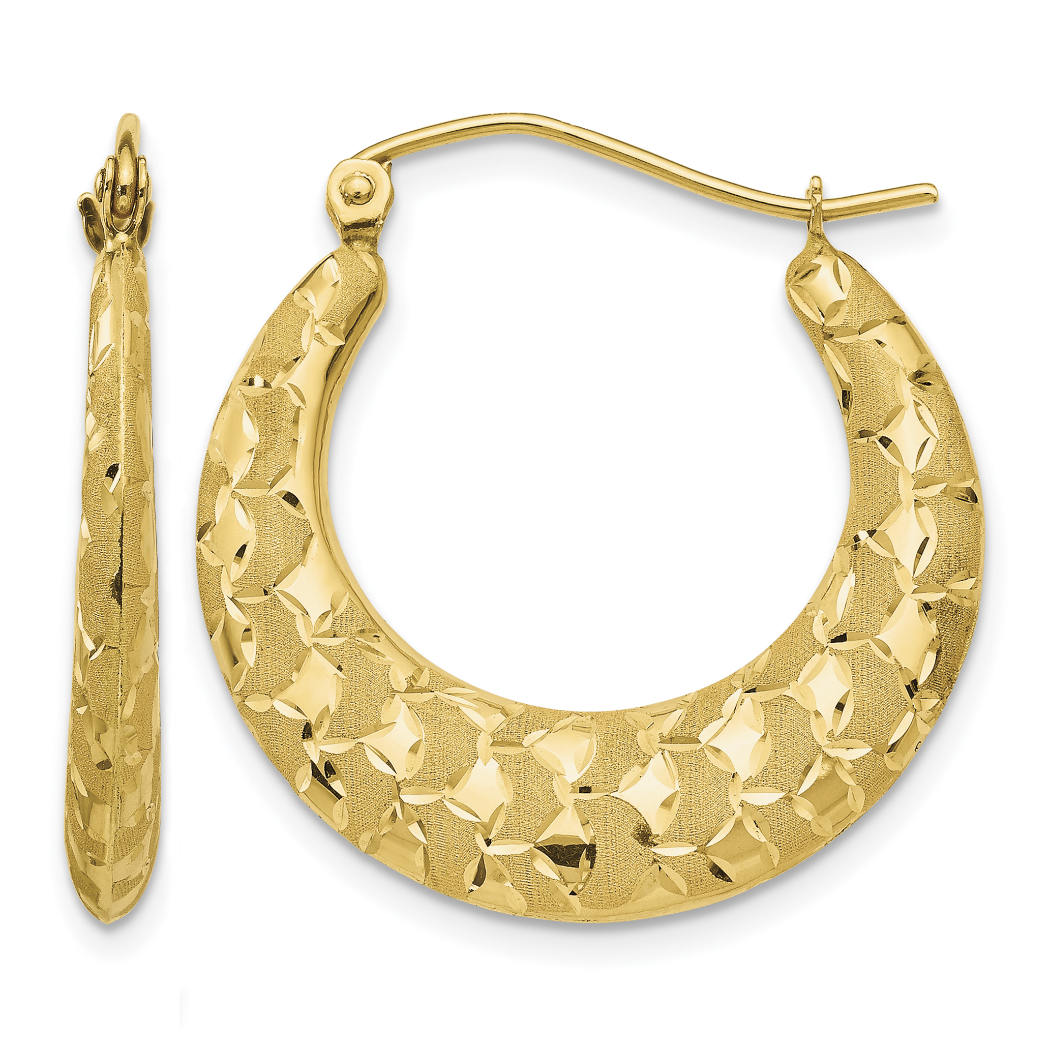 14K Laser Cut Patterned Hoop Earrings (TL696)