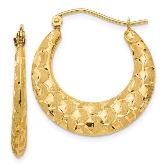 Gold Laser-cut Pattern Hoop Earrings