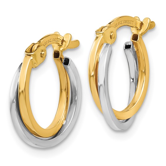 Gold Two-tone Twisted Hoop Earrings