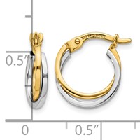 14K Two-tone Polished Hollow Hoop Earrings view 4