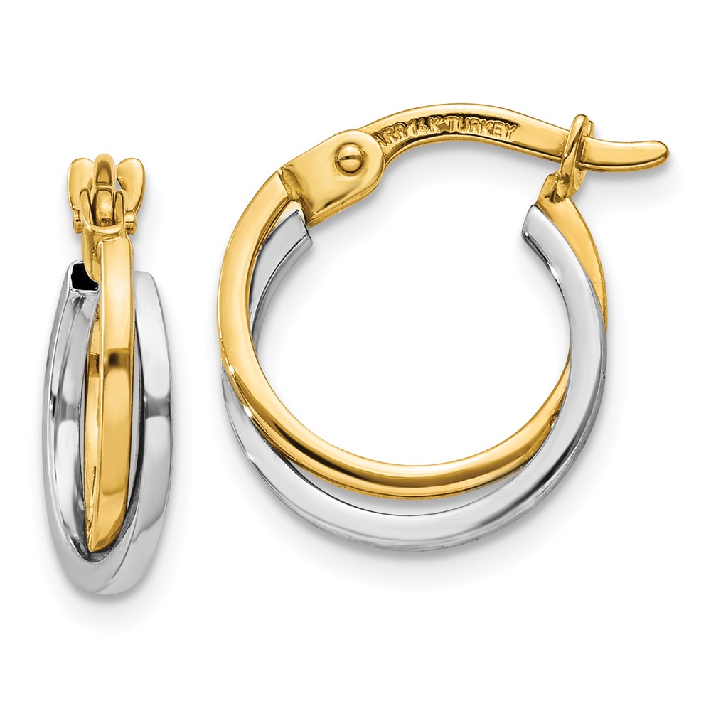 14k Two-tone Polished Hollow Hoop Earrings