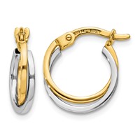 14K Two-tone Polished Hollow Hoop Earrings view 1