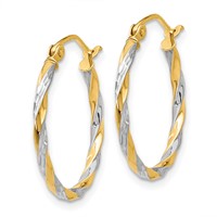 14K & Rhodium Hollow Twisted Hoop Earrings view 2