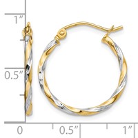 14K & Rhodium Hollow Twisted Hoop Earrings view 4