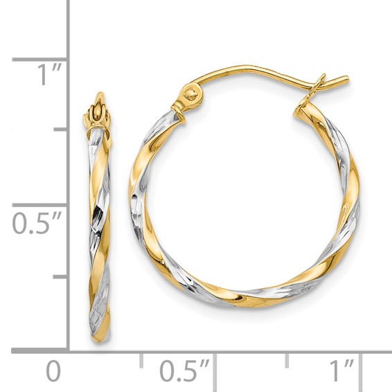 2mm Gold Rhodium Twisted Hoop Earrings