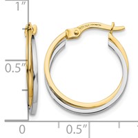 14K Two-tone Polished Hollow Hoop Earrings view 4