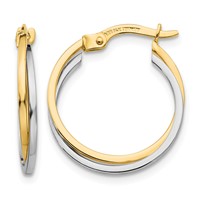 14K Two-tone Polished Hollow Hoop Earrings view 1