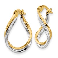 14K Two-tone Twisted Hoop Earrings view 2