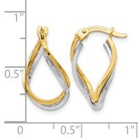 14K Two-tone Twisted Hoop Earrings view 4