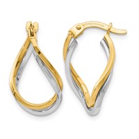 14K Two-tone Twisted Hoop Earrings view 1