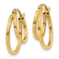 14K Yellow Gold Double Hoop Earrings view 2