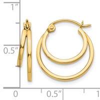 14K Yellow Gold Double Hoop Earrings view 4