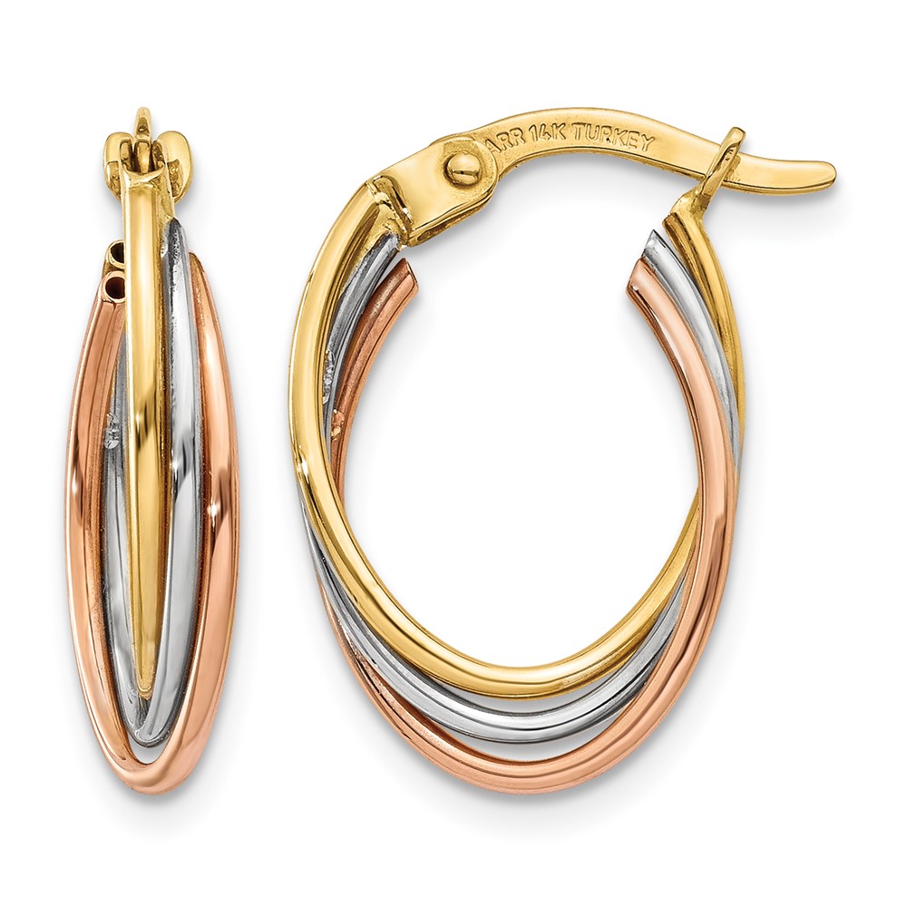 14k Tri-color Twisted Hoop Earrings (TL713)