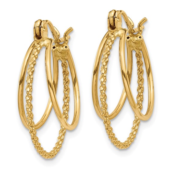 Gold Triple Textured Hoop Earring