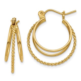 Gold Triple Textured Hoop Earring