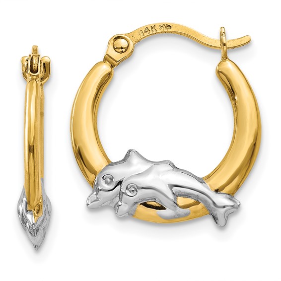 Gold Dolphin Hoop Earrings