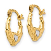 14K & Rhodium Heart Hollow Hoop Earrings view 2