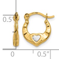 14K & Rhodium Heart Hollow Hoop Earrings view 4