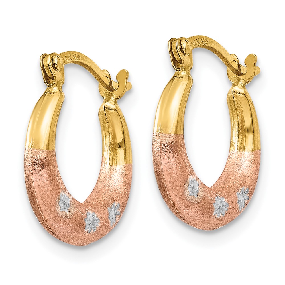 14K & White and Rose Rhodium Flower Hoop Earrings (TL731)