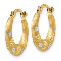 14K & Rhodium Hoop Earrings view 2