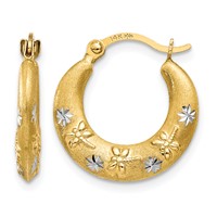 14K & Rhodium Hoop Earrings view 1