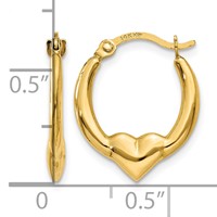 14K Yellow Gold Heart Hoop Earrings view 4