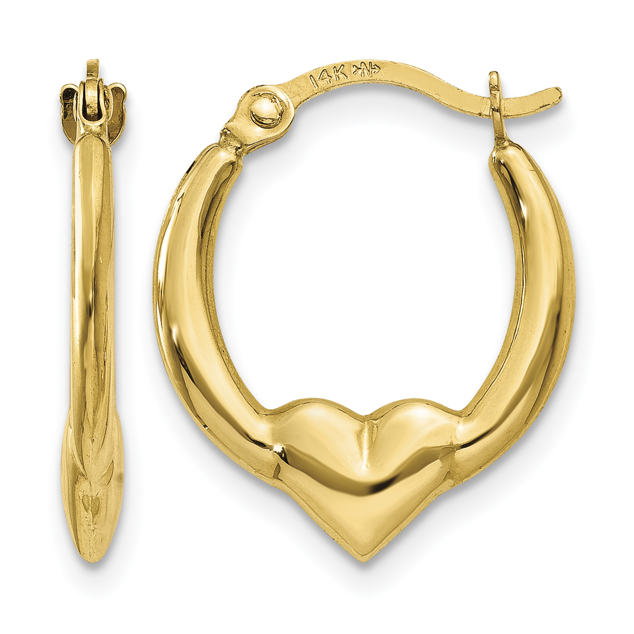 14K Heart Hoop Earrings (TL733)