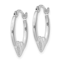 14K White Gold Heart Hoop Earrings view 2