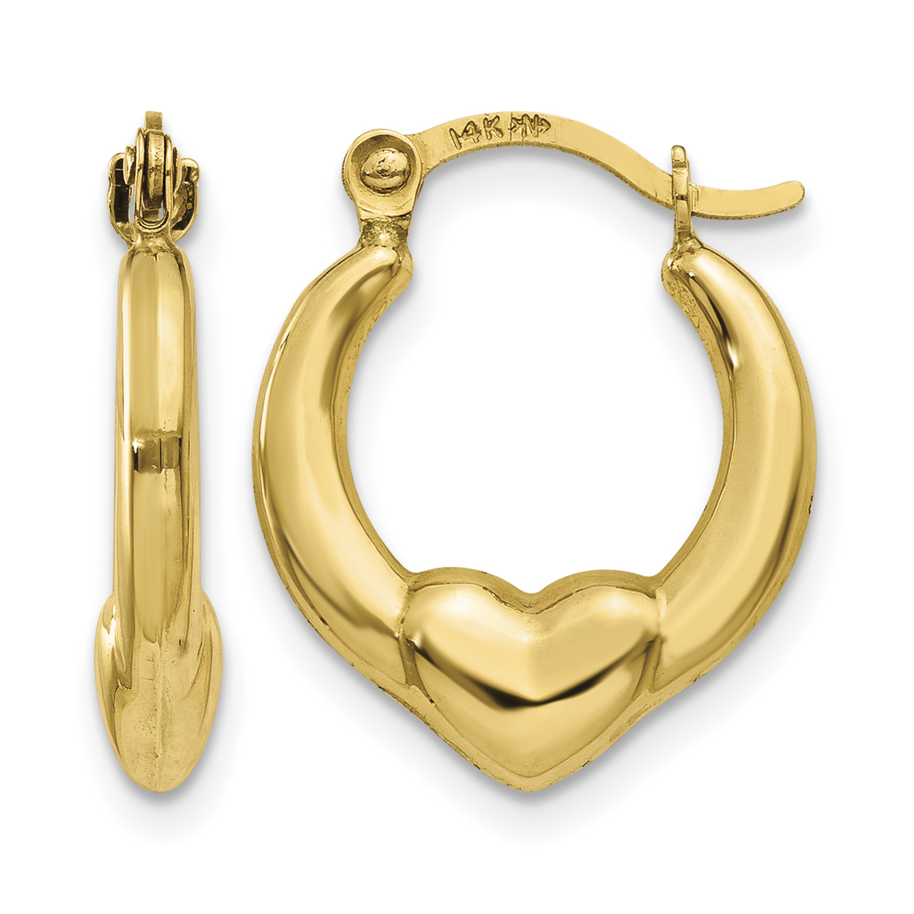 14K Hollow Heart Hoop Earrings (TL734)
