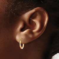 14K & White and Rose Rhodium Hoop Earrings view 3