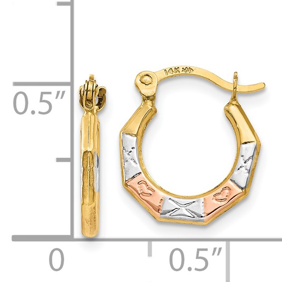 14K & White and Rose Rhodium Hoop Earrings
