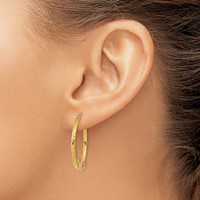 14K & Rose Heart D C Hoop Earrings view 3