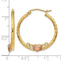 14K & Rose Heart D C Hoop Earrings view 4