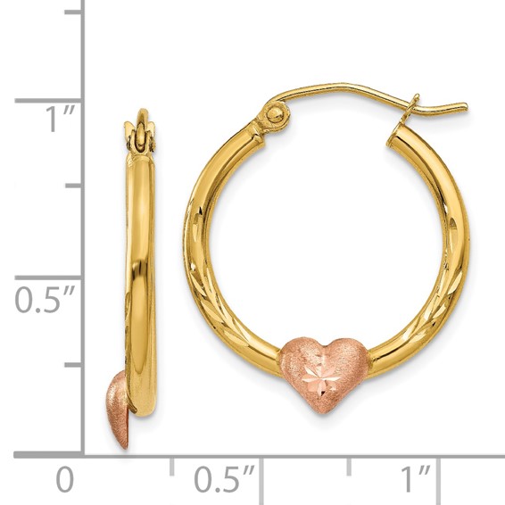 Gold Two-tone Heart Hoop Earrings