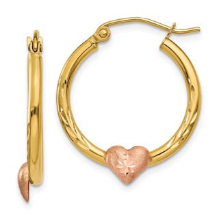Gold Two-tone Heart Hoop Earrings