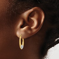 14K & Rhodium Hollow Flowers Hoop Earrings view 3