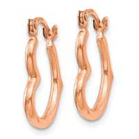 14K Rose Gold Heart Shaped Hollow Hoop Earrings view 2
