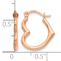 14K Rose Gold Heart Shaped Hollow Hoop Earrings view 4