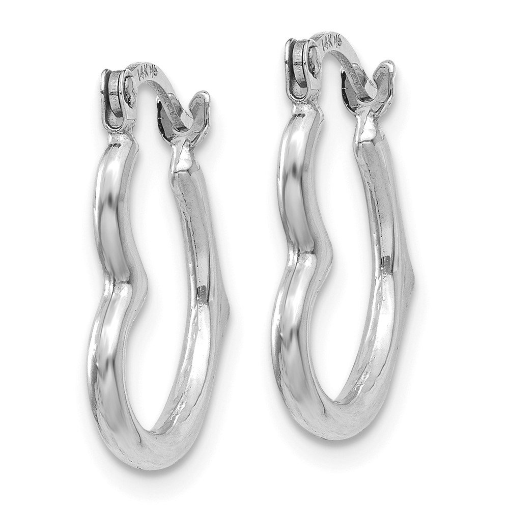 14K White Gold Heart Shaped Hollow Hoop Earrings (TL746W)
