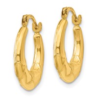 14K Yellow Gold Hollow X Hoop Earrings view 2