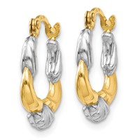 14K & Rhodium Hollow Scalloped Hoop Earrings view 2