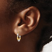 14K & Rhodium Hollow Scalloped Hoop Earrings view 3