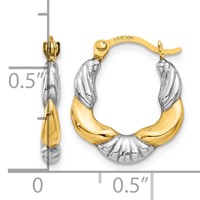 14K & Rhodium Hollow Scalloped Hoop Earrings view 4