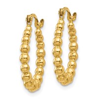 14K Yellow Gold Beaded Hoop Earrings view 2