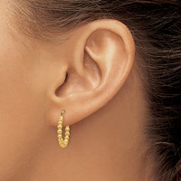 14K Yellow Gold Beaded Hoop Earrings view 3